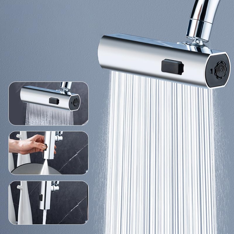 360° Swiveling Anti-Splash Multifunctional Kitchen Faucet Sprayer Adapter - Waterfall Faucet Filter with Durable Replacement Accessories for Modern Home Kitchen Sink (Perfect for Washing Dishes, Filling Pots & Cleaning Vegetables)