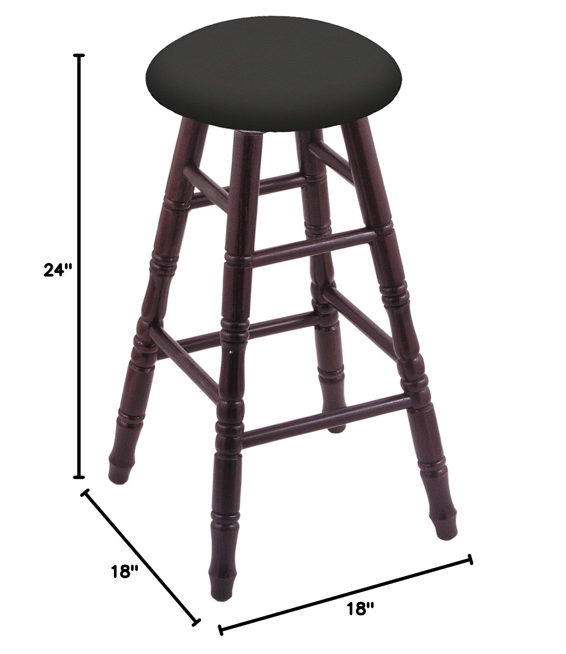 Dark Cherry Oak Counter Stool with Wrought Iron Seat - Rustic Kitchen Island Bar Stool for Farmhouse Dining & Breakfast Nook