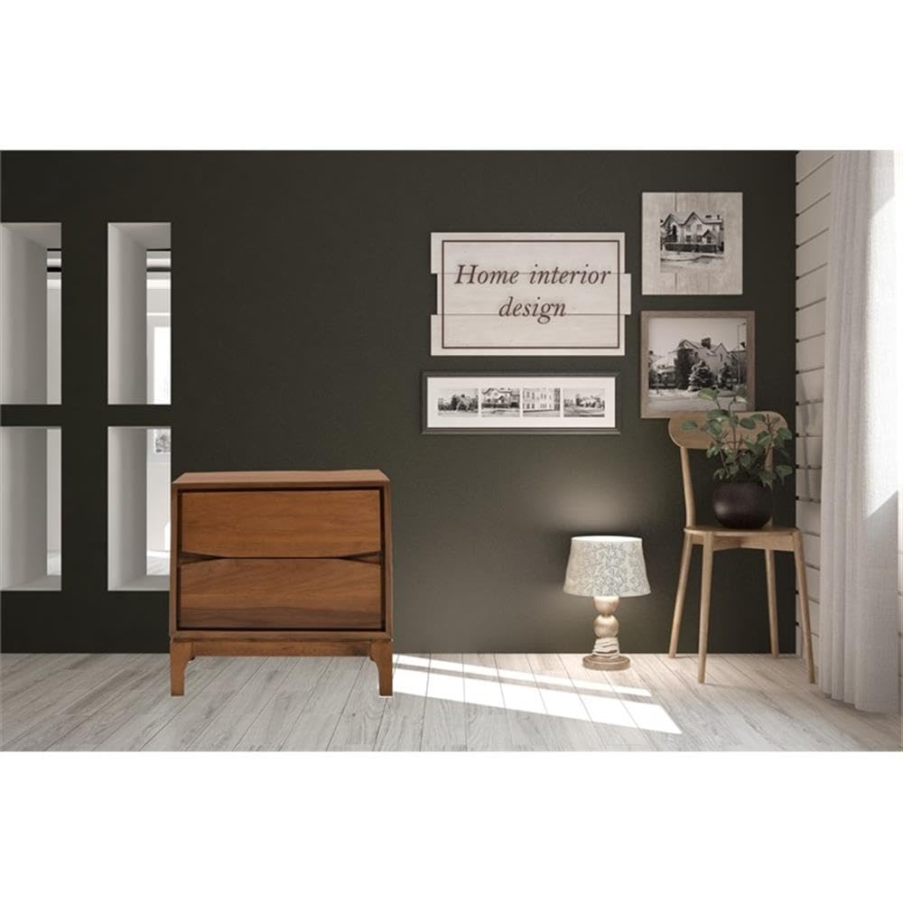 Monte Rosa 2 Drawer Solid Walnut Wood Nightstand - Bedside Table for Bedroom with Storage, Perfect for Small Spaces & Modern Home Decor
