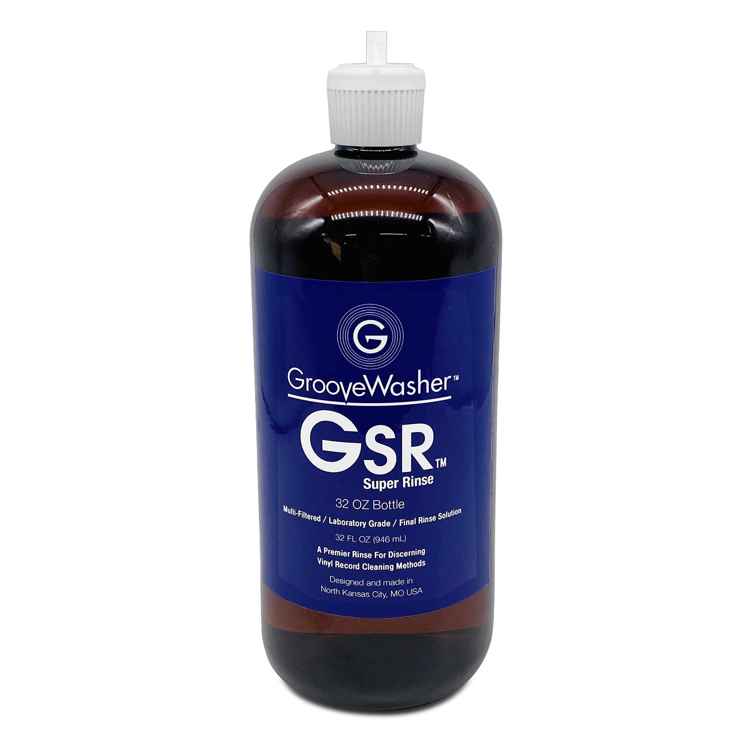 GrooveWasher GSR Super Rinse 32oz - Lab-Grade Vinyl Record Cleaning Solution | Removes Residual Cleaner, Dirt & Debris for Optimal Sound Quality | Compatible with Record Cleaning Machines | Perfect for Audiophiles & Vinyl Collectors