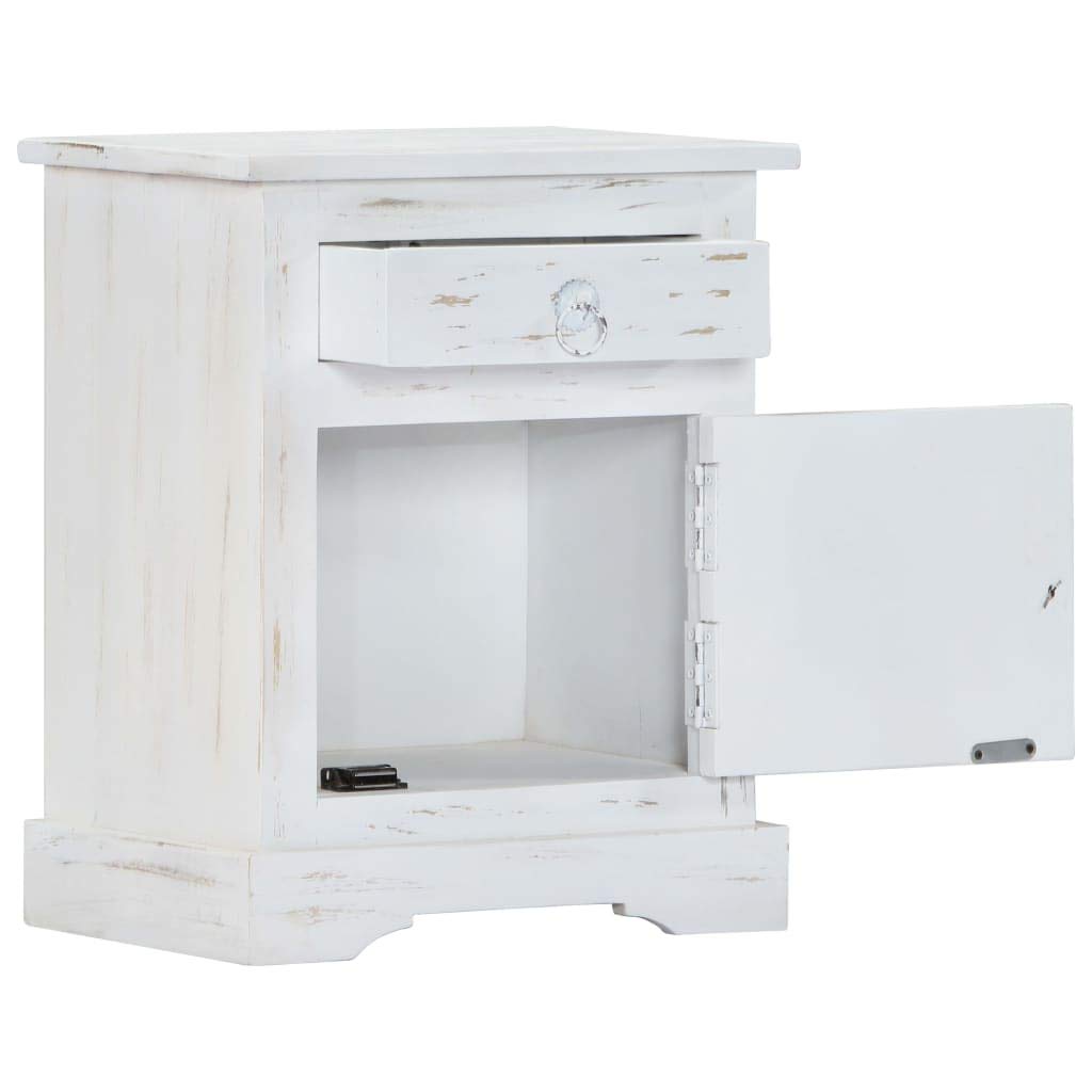 Modern White End Table Nightstand with Drawer - 15.7x11.8x19.6 Inch Small Accent Table for Bedroom, Living Room - Perfect for Storing Books, Lamps & Bedside Essentials