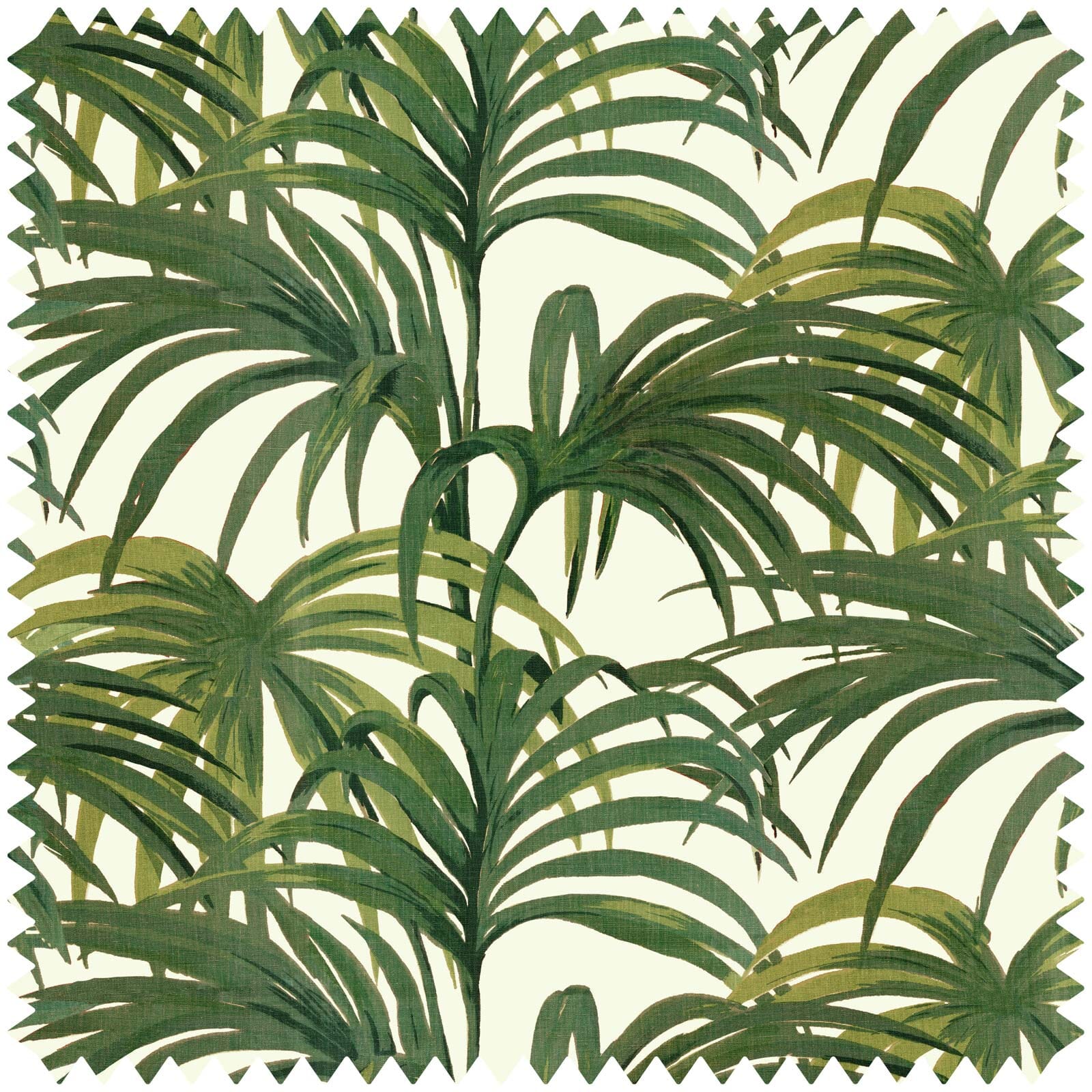PALMERAL Cotton Linen Fabric - Off White & Green Sample Swatch | Perfect for DIY Crafts, Home Decor & Upholstery Projects