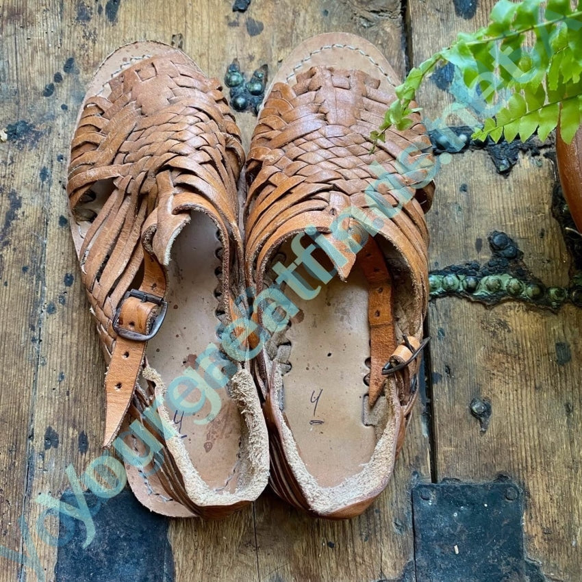 Authentic Vintage Mexican Huarache Sandals - Handmade Leather Size 6.5 Women's Comfortable Summer Shoes | Perfect for Beach, Vacation & Boho Fashion Outfits
