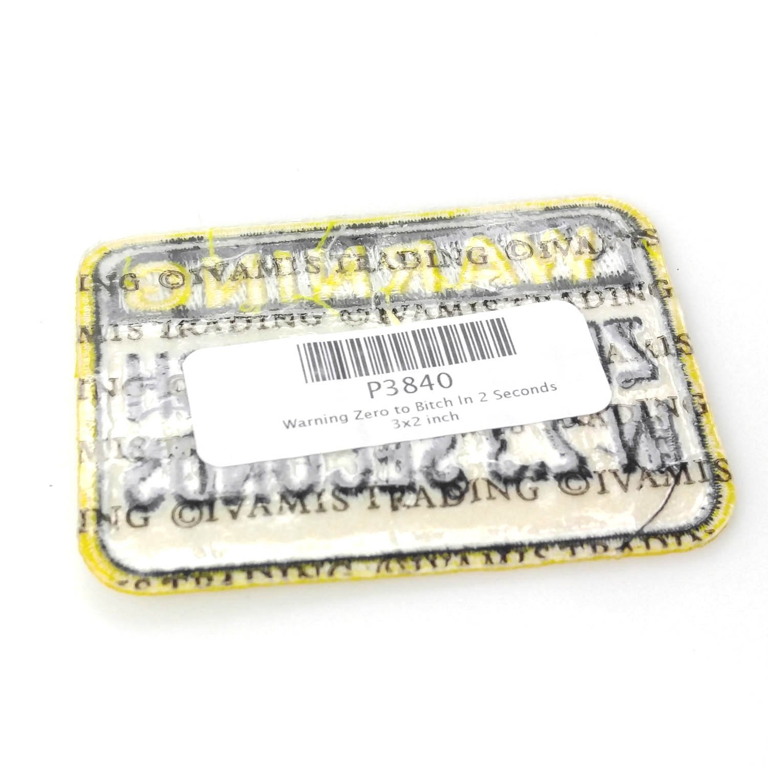 Funny Warning Zero to Bitch in 2 Seconds Iron On Patch for Jackets, Hats & Backpacks - Humorous Sew On Badge for Adults - Perfect for DIY Crafts, Denim Jeans & Punk Style Accessories