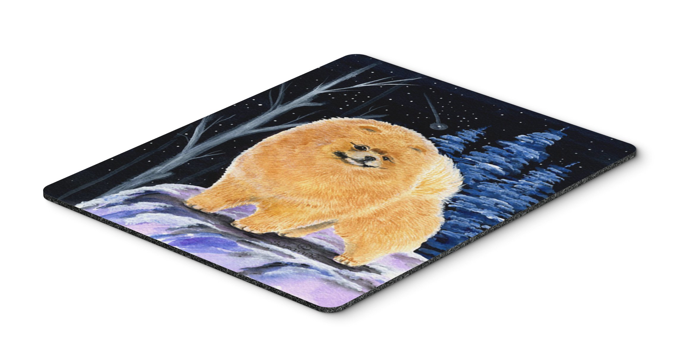 Starry Night Pomeranian Mouse Pad - Large Washable Non-Slip Desk Mat for Home Office, Gaming & Computer Work | Hot Pad & Trivet for Kitchen Use | Cute Dog-Themed Home & Office Accessory