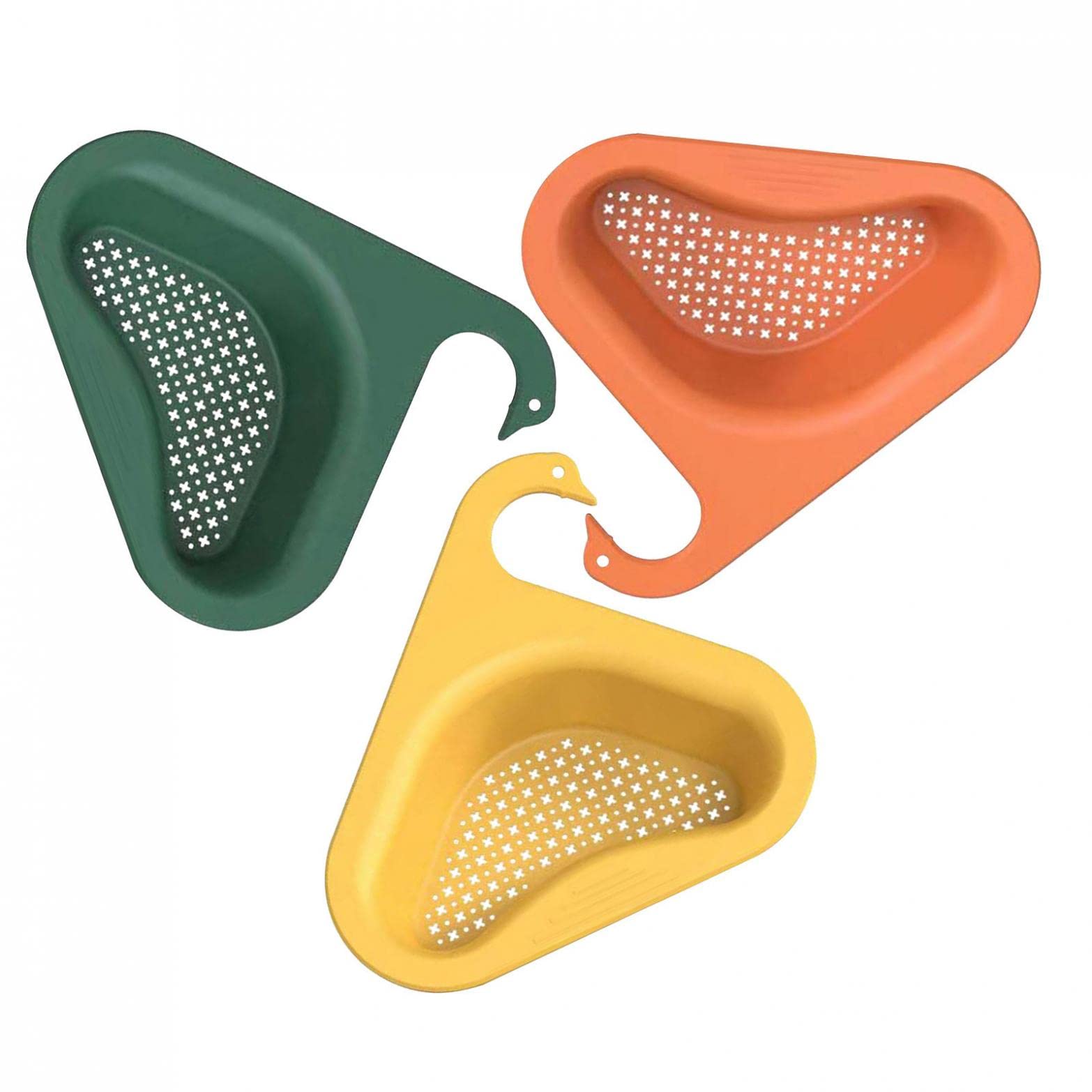 3Pcs Swan Shape Sink Basket - Stainless Steel Kitchen Sink Drain Strainer, Triangular Corner Sink Filter for Food Catcher, Easy to Clean & Disassemble - Perfect for Kitchen, Bathroom, and Utility Sink Drain Protection