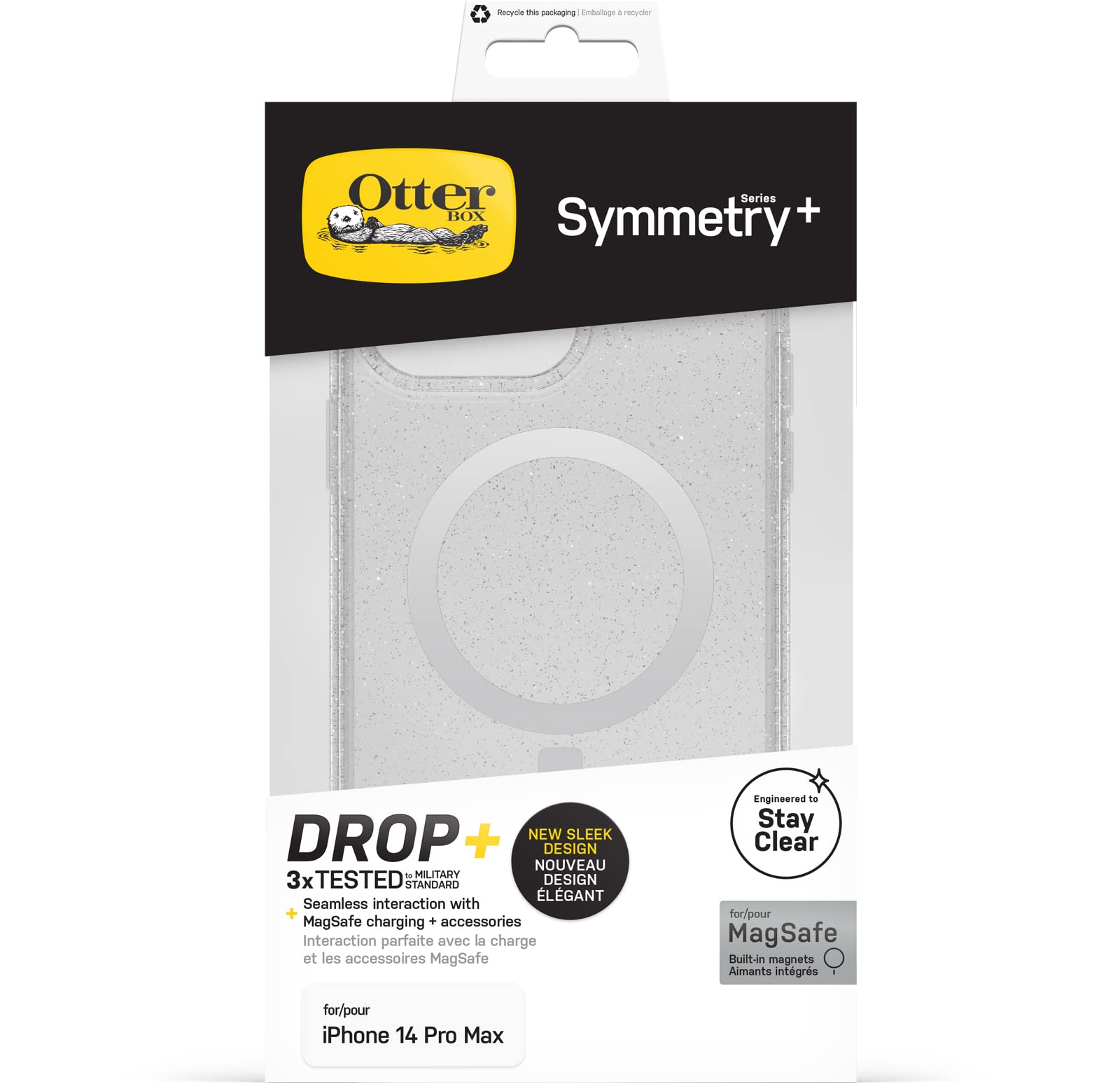 OtterBox Symmetry+ Clear Case for iPhone 14 Pro Max - MagSafe Compatible, Military-Grade Drop Protection (3x Tested), Antimicrobial Coating, Slim & Shockproof Design - Perfect for Everyday Use, Travel & Outdoor Activities