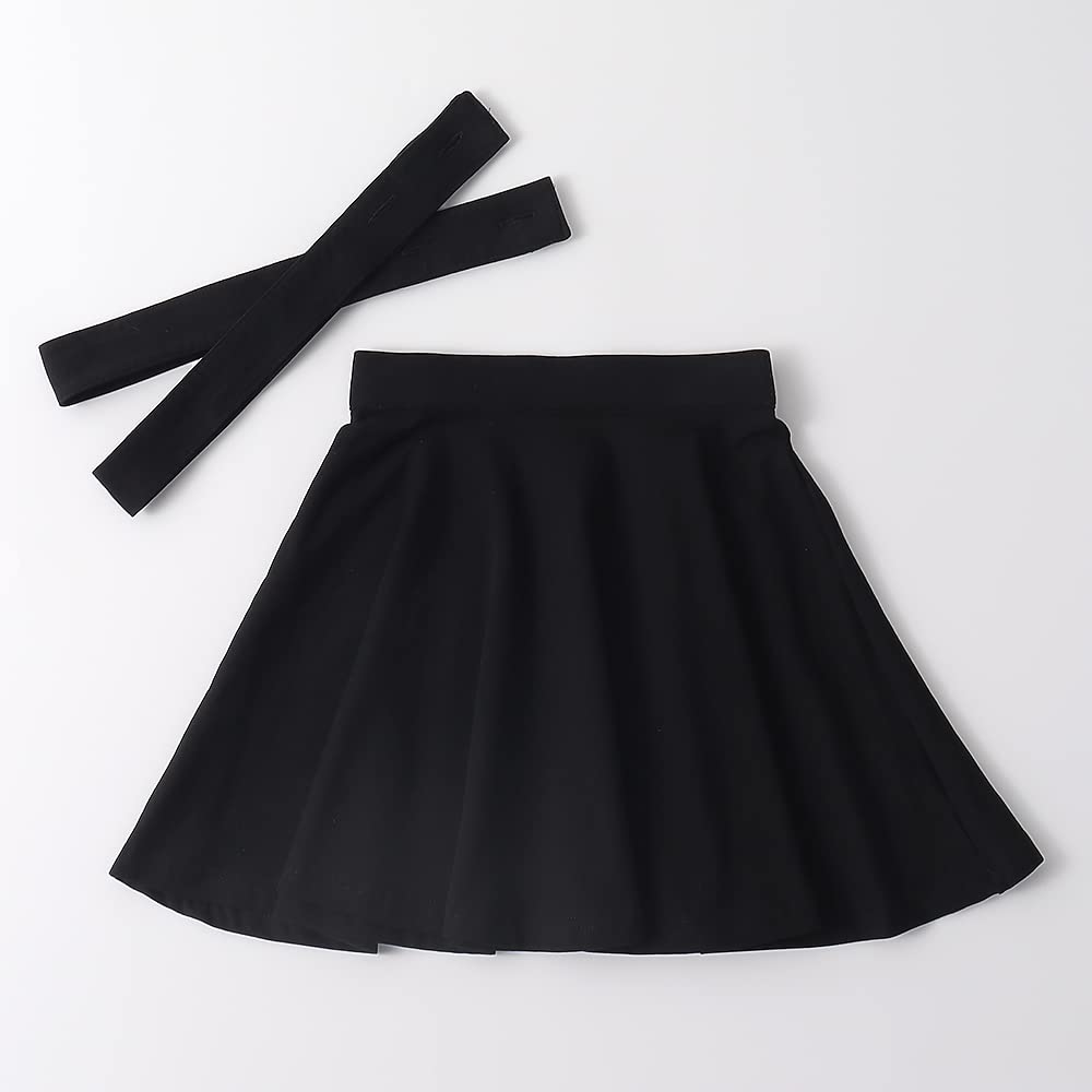 Noomelfish Girls Suspender Skater Skirt - Stretchy Cotton Flared Overall Dress for Kids 4-12 Years | Cute Outfit for School, Party & Casual Wear