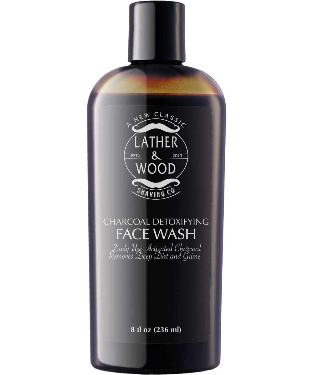 Men's Activated Charcoal Daily Face Wash & Cleanser - Deep Cleansing for Oily Skin with Cool Tingly Sensation - Removes Dirt, Oil & Impurities - 8oz - Perfect for Morning & Night Skincare Routine