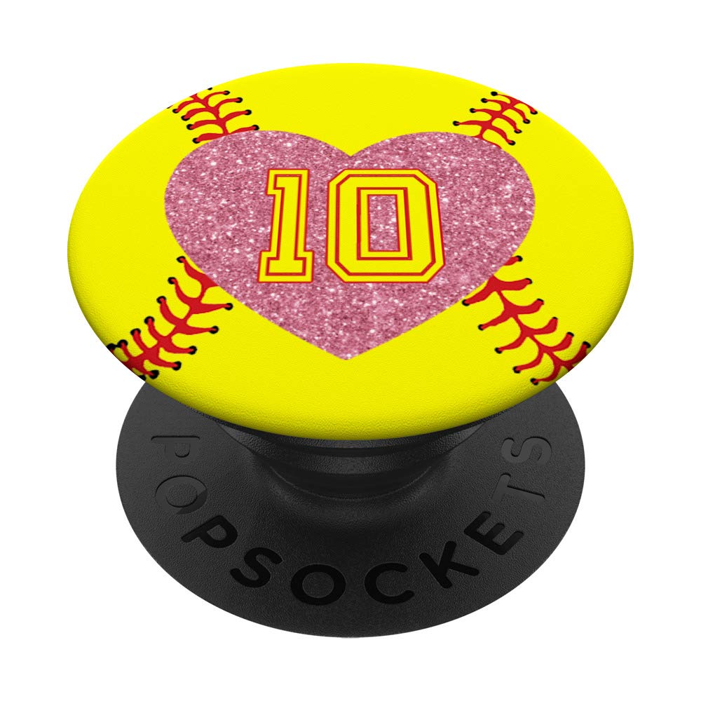Lucky #10 Softball with Rose Pink Heart Design - Perfect Gift for Softball Players & Fans - Ideal for Games, Tournaments & Team Spirit