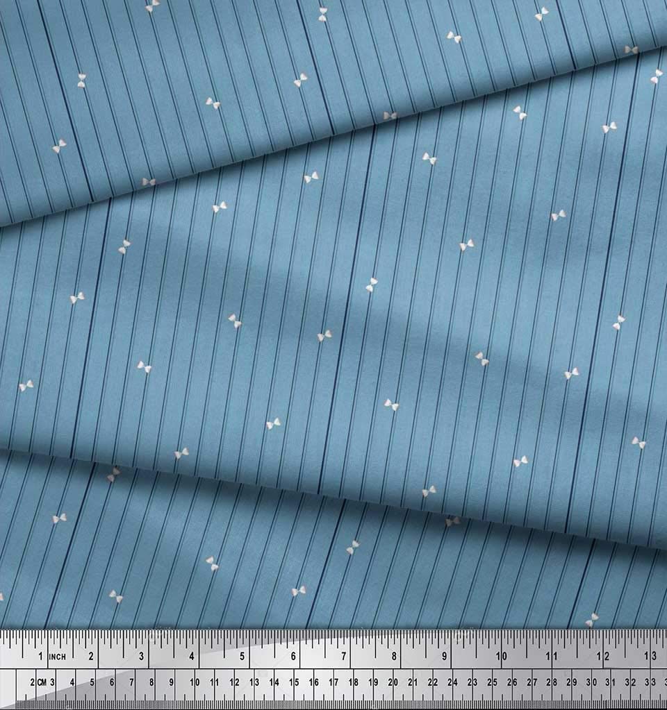 Soimoi Rayon Blue Fabric by The Yard - 42 Inch Wide Sand Timer & Stripe Shirting Material - Printed Dressmaking Textile for DIY Clothing, Quilting, and Home Decor Projects