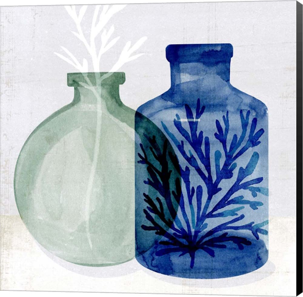 Annie Warren Sea Glass Vase II Canvas Wall Art - 18x18 Inch Museum Wrapped Painting with Black Sides - Perfect for Living Room, Bedroom & Office Decor