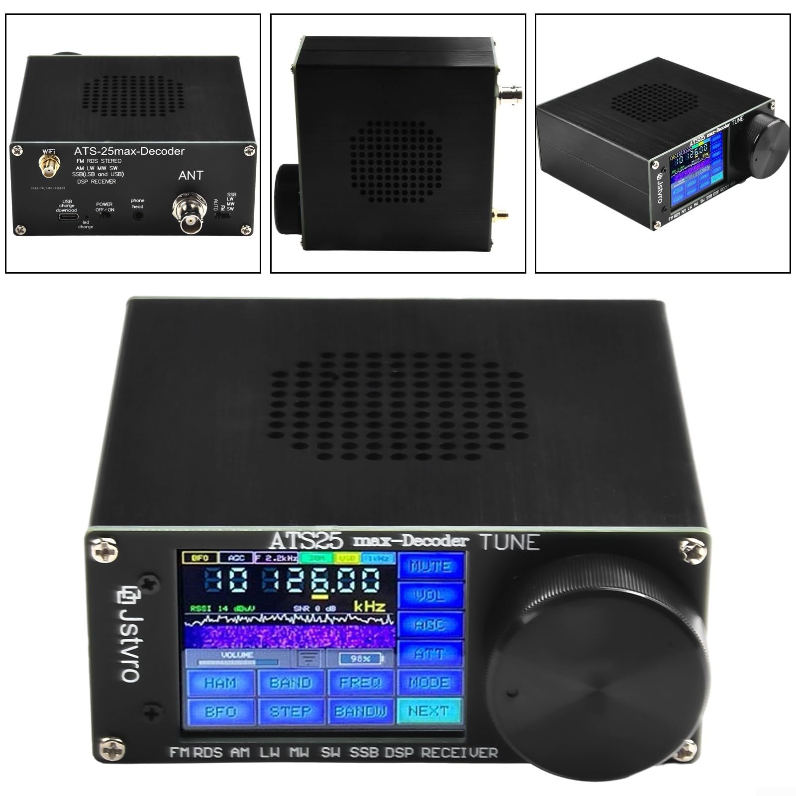 GLOBALHUT ATS-25 Max SSB Radio Receiver with 3000mAh Built-in Lithium Battery, 2.4