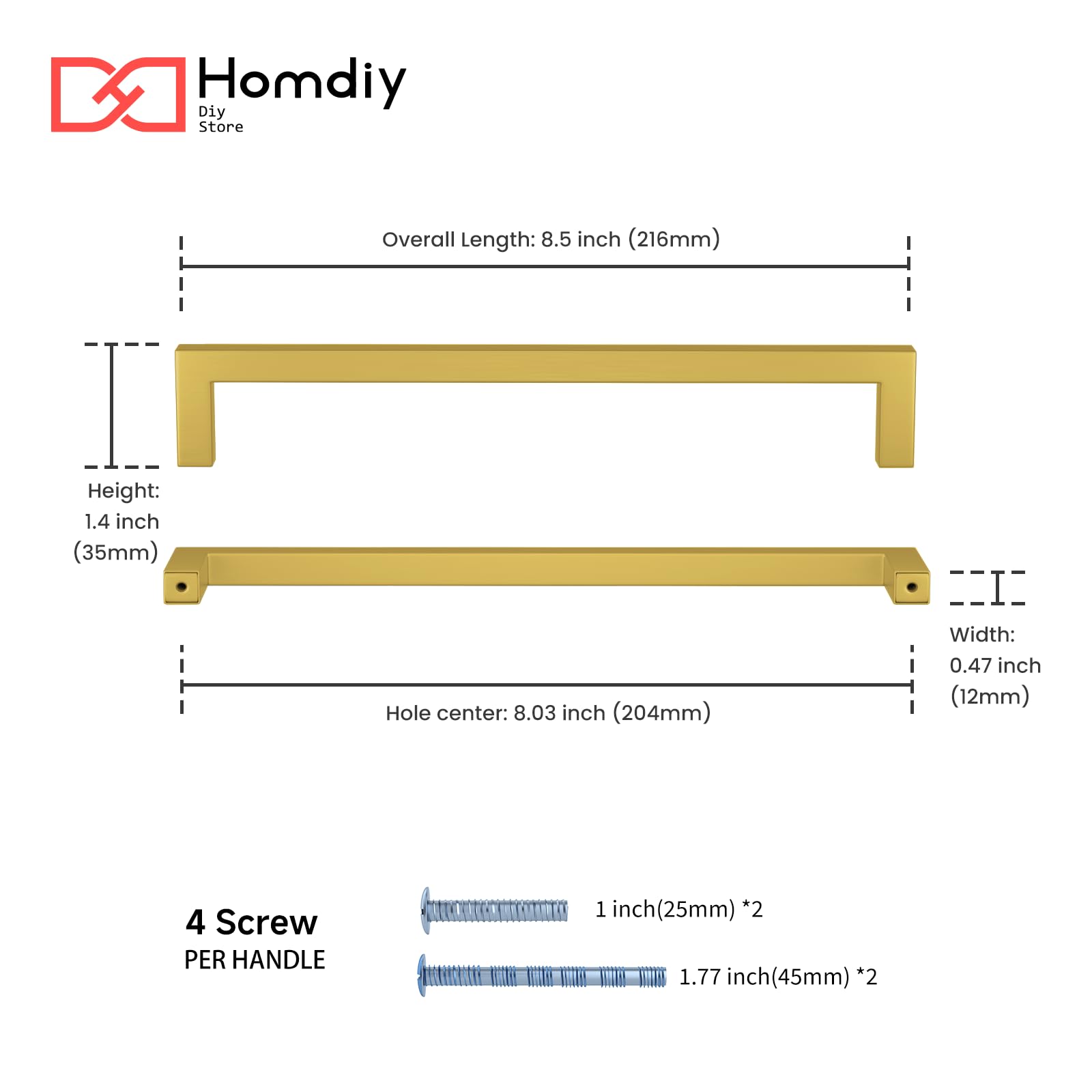 30 Pack Gold Cabinet Pulls - Brushed Brass Drawer Handles with 8 Inch Hole Centers - Stainless Steel Hardware for Kitchen Cabinets, Dressers & Furniture (Modern Home Upgrade)