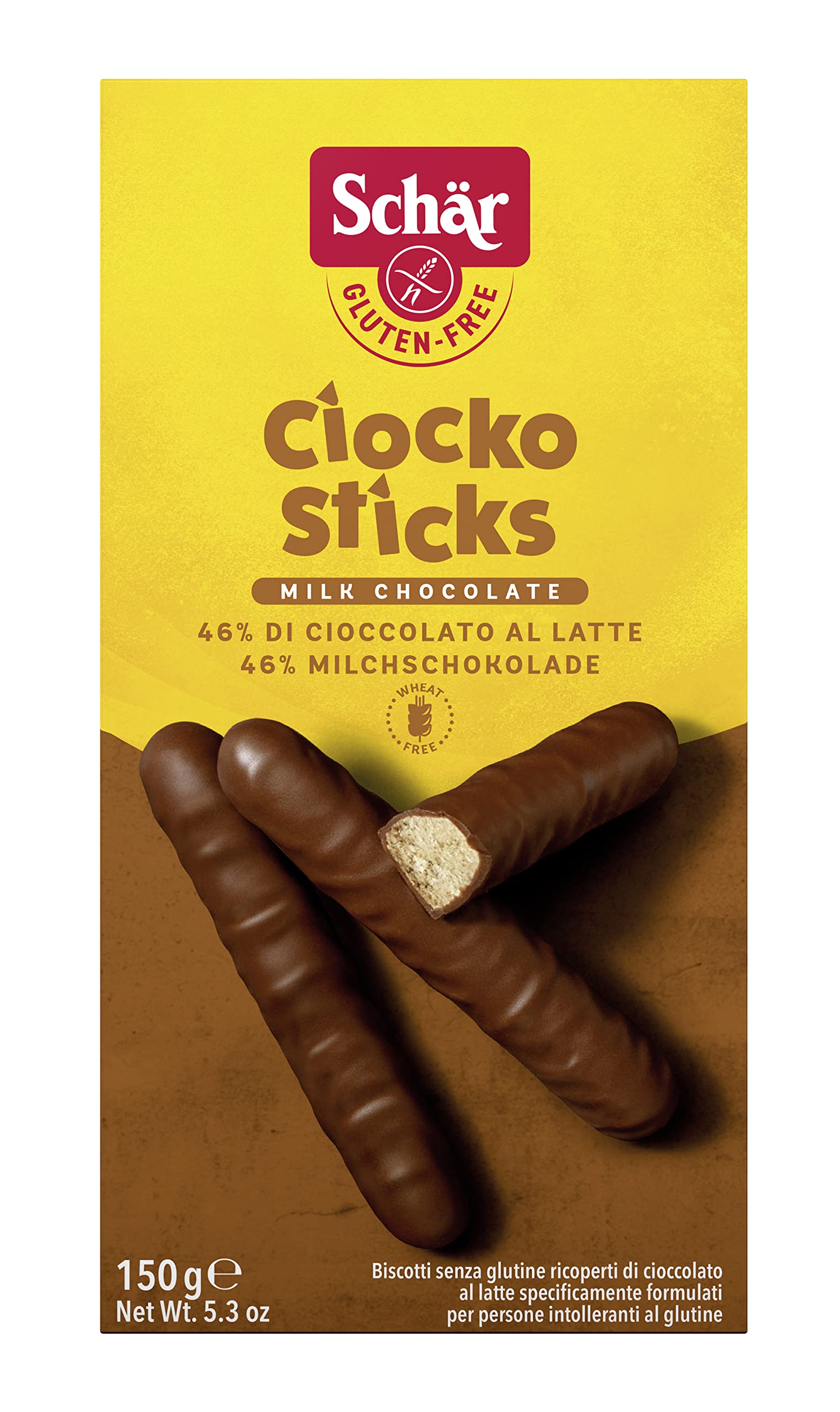 Schär Gluten Free Chocolate Fingers Cookies - 150g Pack | Dairy Free, Vegan Snacks for Kids & Adults | Perfect for Lunchboxes, Parties & Celiac-Friendly Desserts