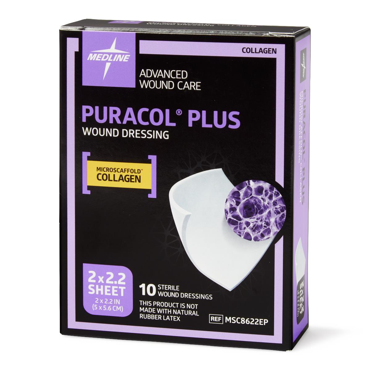 Puracol Plus Collagen Wound Dressings 2x2.25 Inches - Box of 10 | Advanced Healing for Chronic Wounds, Ulcers & Surgical Sites | Medical-Grade Collagen Treatment for Faster Recovery