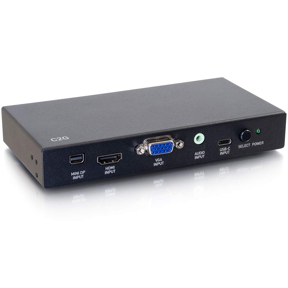 C2G 4K HDMI Switch with Mini DisplayPort, USB-C, VGA & 3.5mm Audio - 60Hz Ultra HD Video Switcher (Black) | Cables To Go 40850 | Perfect for Home Theater, Gaming & Office Multi-Screen Setups
