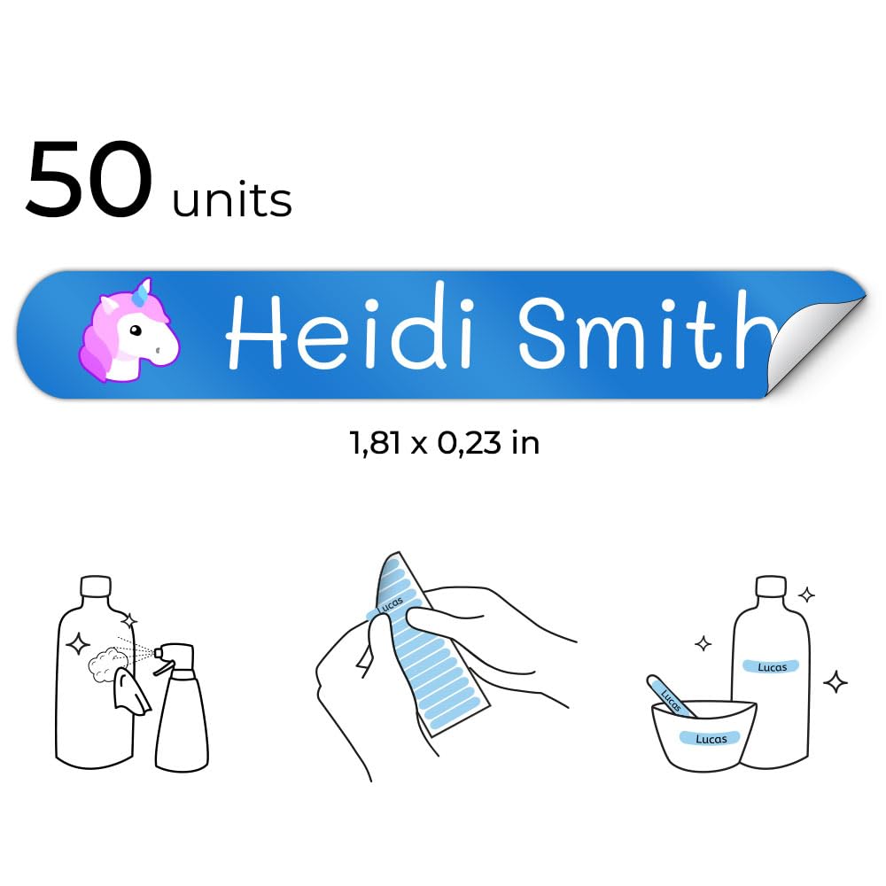 Custom Name Tag Stickers - 50 Mini Waterproof Labels for Pencils, Pens & Toothbrushes (1.81 x 0.23 in) - Perfect for School Supplies, Office Organization & Personal Hygiene Items