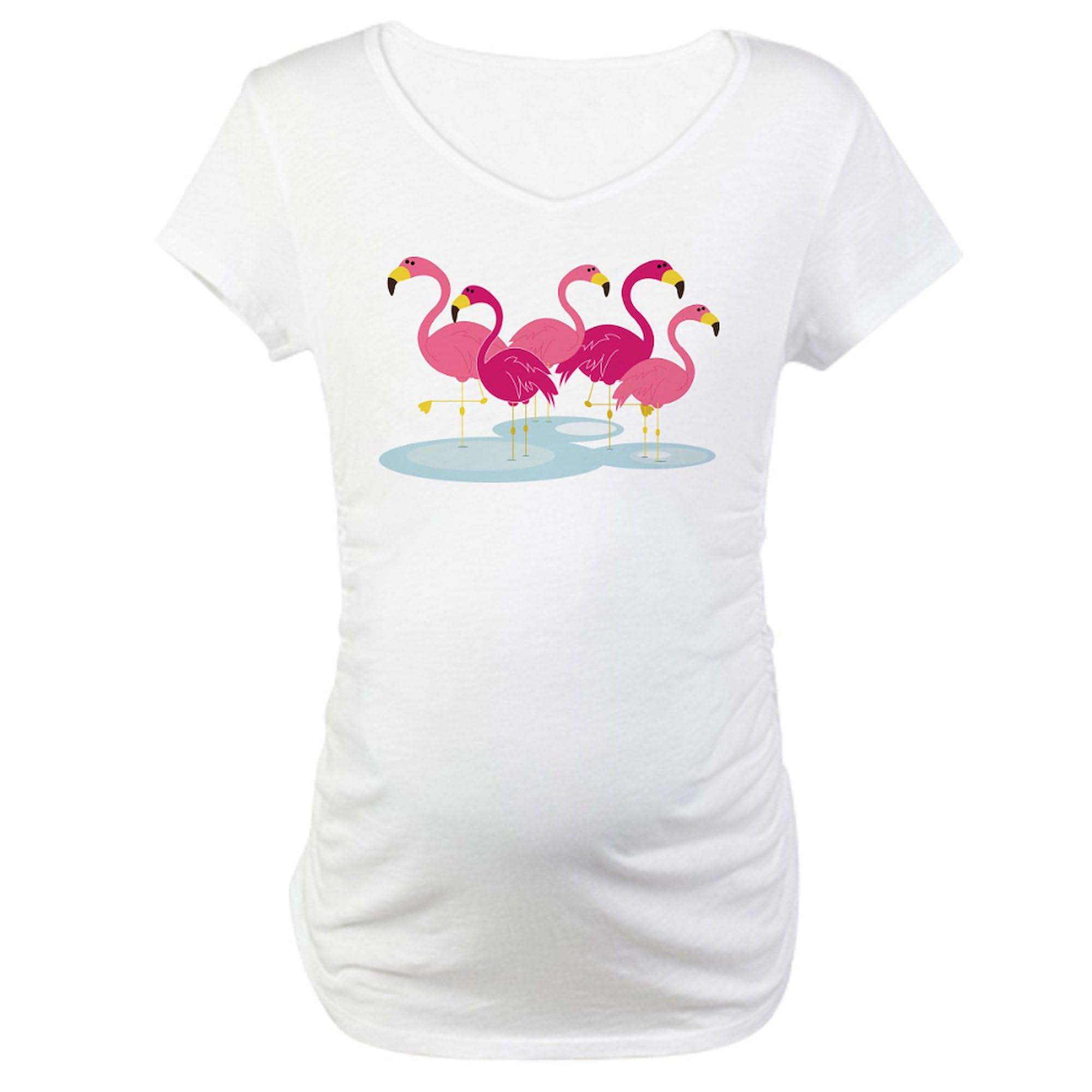Flamingo Maternity T-Shirt for Women - Stretchy Ruched Side Design for Comfort & Style | Perfect for Pregnancy Photos, Baby Showers & Casual Wear