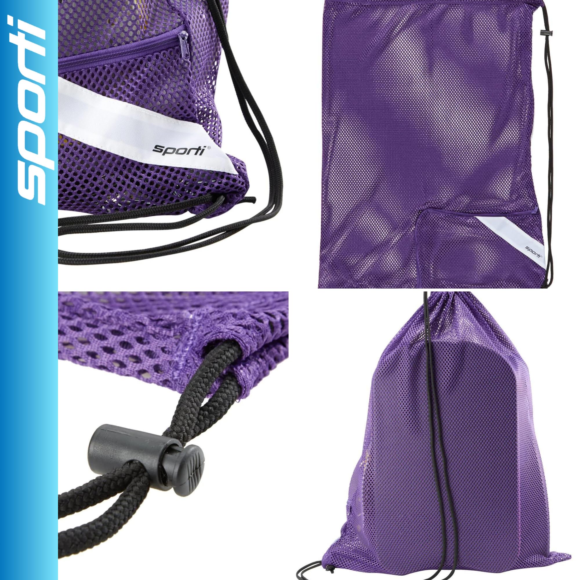 Sporti Mesh Drawstring Swimming Backpack - Waterproof Swim Bag for Swimmers & Beach Gear - Perfect for Pool, Gym & Water Sports Accessories