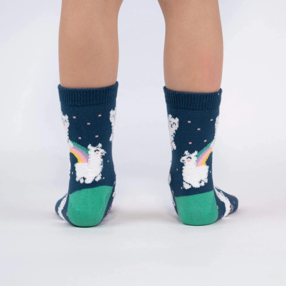Fun & Colorful Sock It To Me Crew Junior Socks - Llama & Rainbow Design for Kids | Perfect for School, Play & Everyday Wear