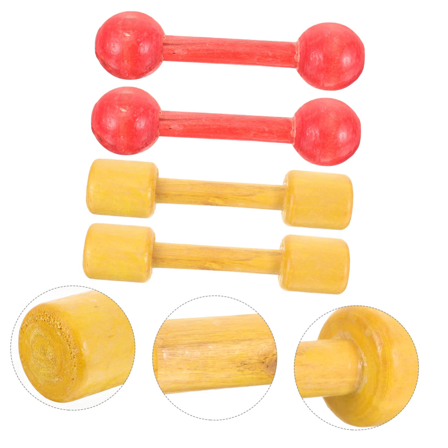 2 Pairs Wooden Dumbbells for Toddlers - Kids Hand Weights Exercise Toys | Early Educational Physical Development Toy for Boys & Girls | Perfect for Home Gym, Preschool Activities & Motor Skills Training
