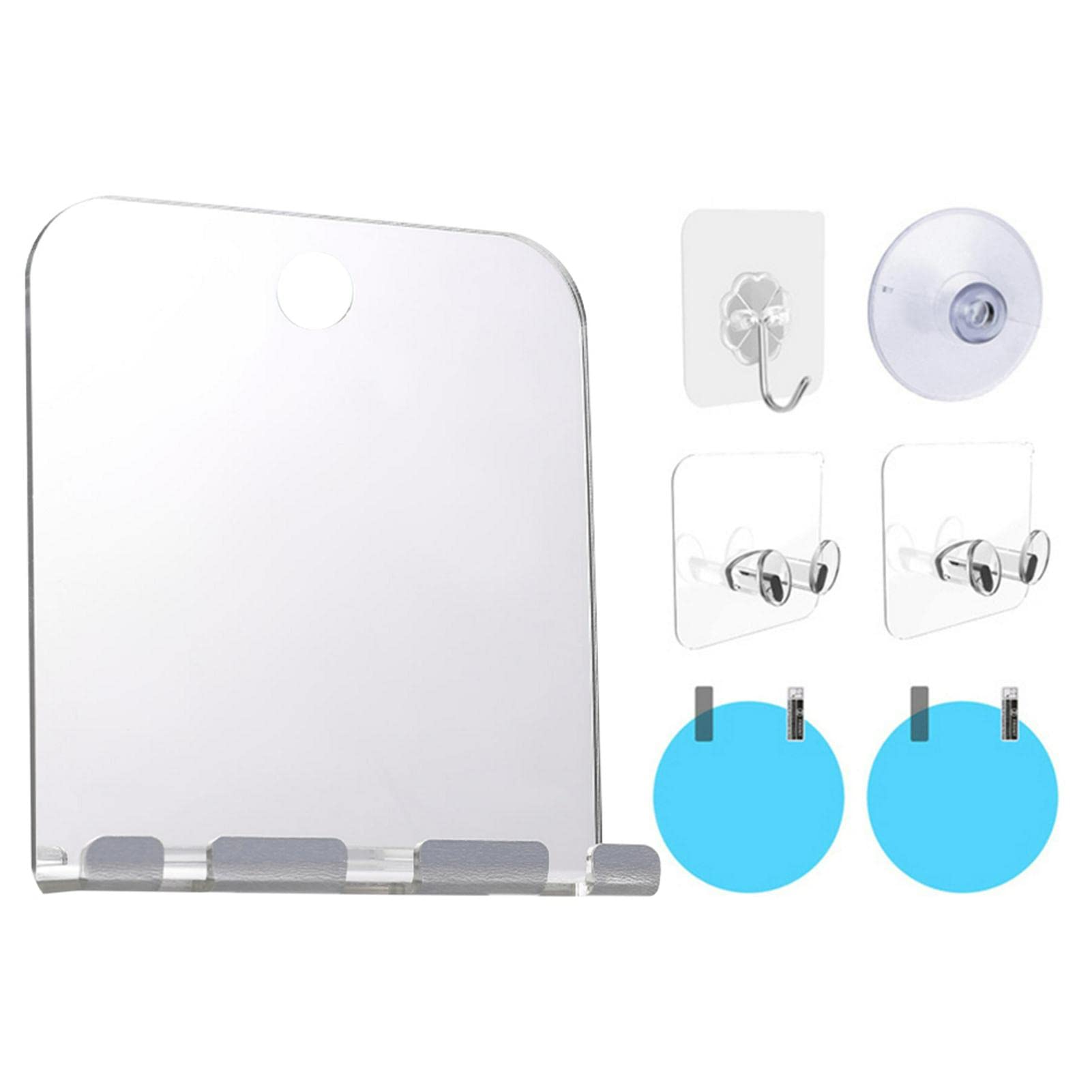 JIANWEI Anti-Fog Shower Mirror - Shatterproof Bathroom Mirror with Hook & Suction Cups for Shaving, Makeup, Travel - Square Wall Mounted Fogless Mirror for Men & Women - Perfect for Gym, Hotel, Dorm, RV Use