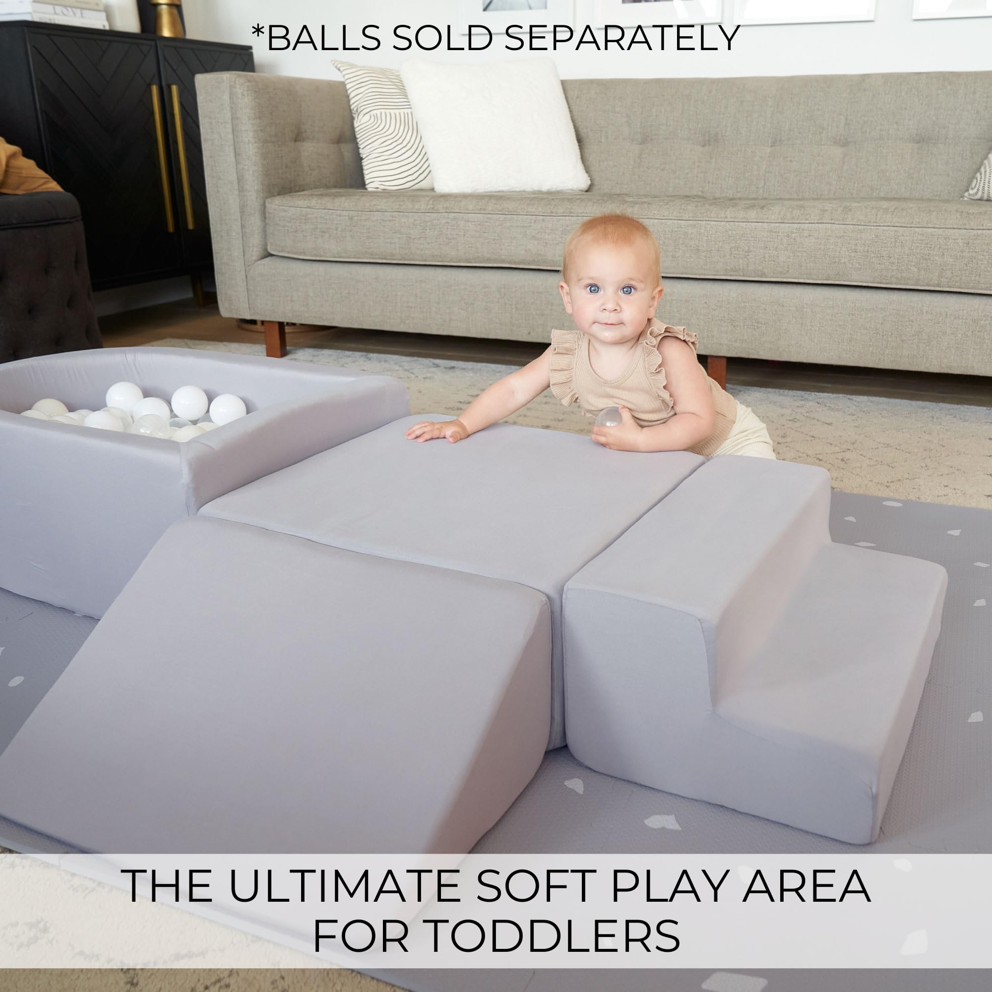**ZICOTO Toddler Climbing Toys & Soft Foam Play Set for Kids 1-3 Years - Safe Indoor Play Gym with 4 Soft Blocks & Ball Pit - Perfect for Early Learning, Motor Skills & Fun Playtime at Home**