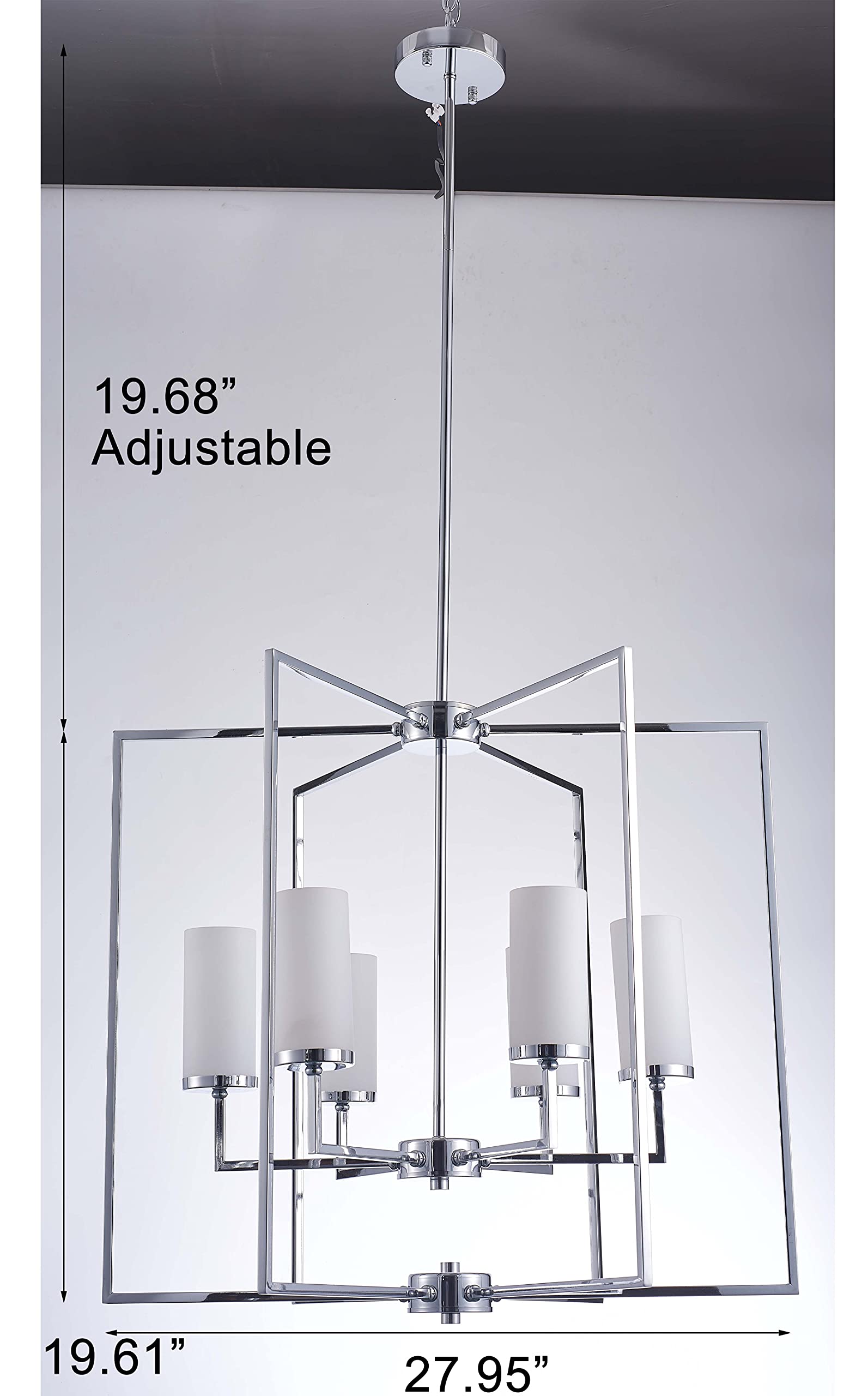 Pasargad Home Riva Collection Modern Metal & Glass Chandelier Lights - Elegant Dining Room & Living Room Ceiling Lighting Fixture for Home Decor