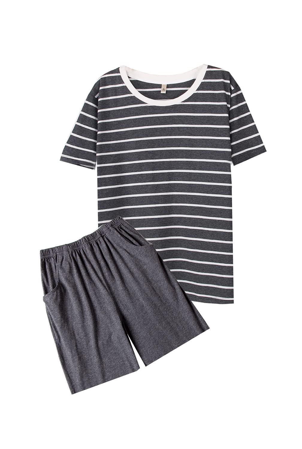 BYX SweetLeisure Boys' Cotton Pajama Set - Striped Summer Sleepwear Shorts for Big Boys (Sizes 12-18) - Perfect for Sleepovers, Vacation & Relaxing at Home
