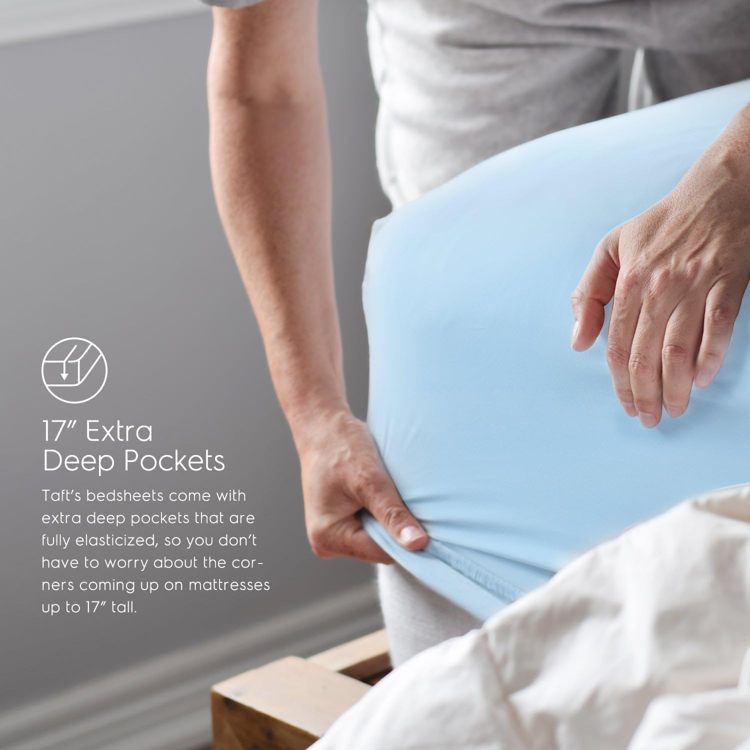 Tafts Queen Sheets Set - 100% Bamboo Viscose Bedding, Ultra Soft & Cooling, Double Stitched for Durability (Sky Blue) | Perfect for Hot Sleepers & Luxury Bedroom Decor