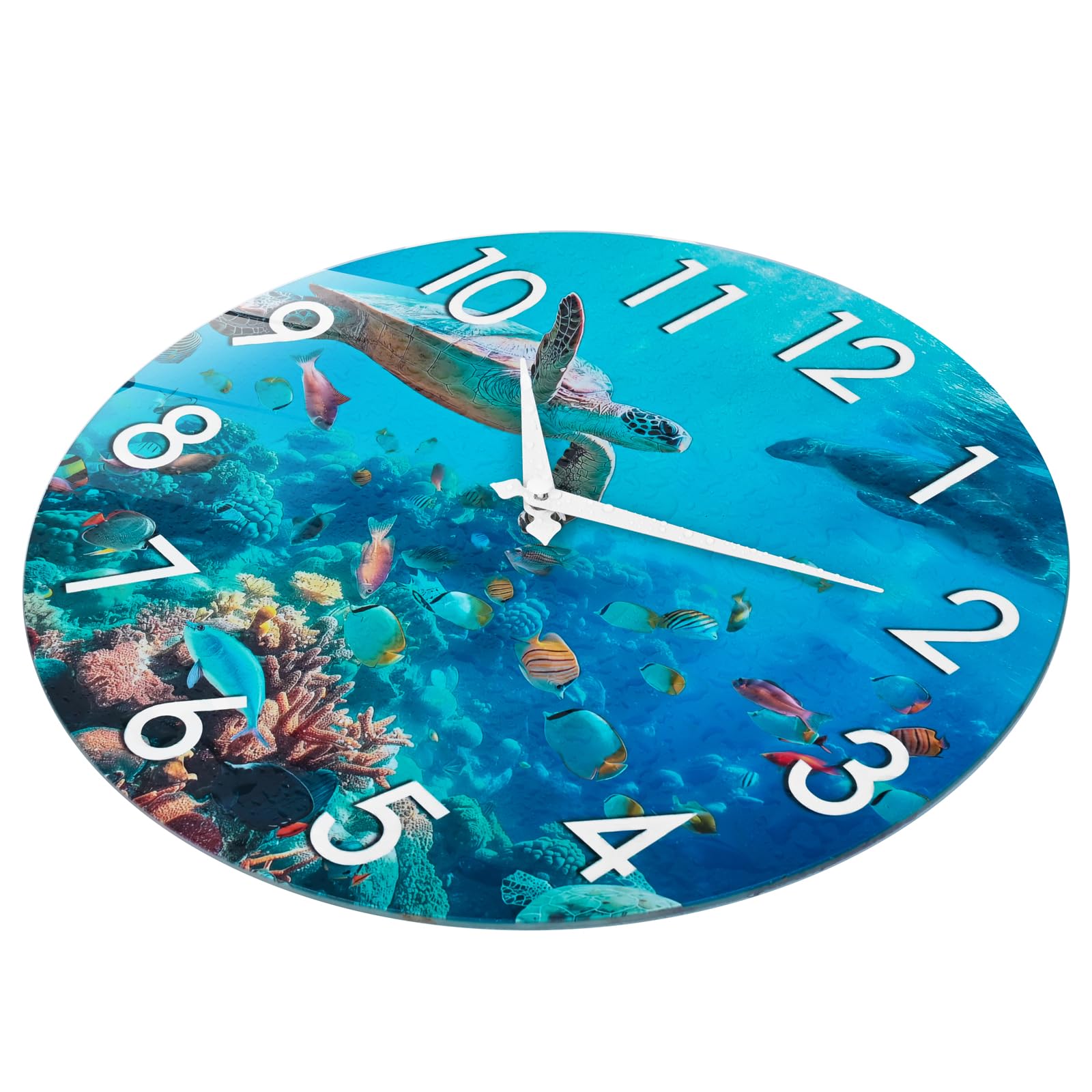 12 Inch Waterproof Nautical Wall Clock - Coastal Ocean Decor with Sea Turtle Design for Indoor & Outdoor Use - Perfect for Patio, Pool, Garden, Beach House & Coastal-Themed Home Decor