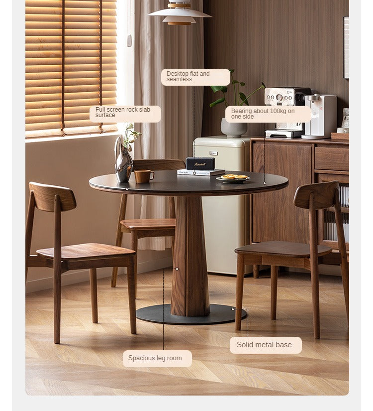 Premium Black Walnut Solid Wood Round Dining Table - 42 Inch Natural Wood Kitchen Table for 4-6 People - Perfect for Dining Rooms, Kitchens, and Open Concept Living Spaces