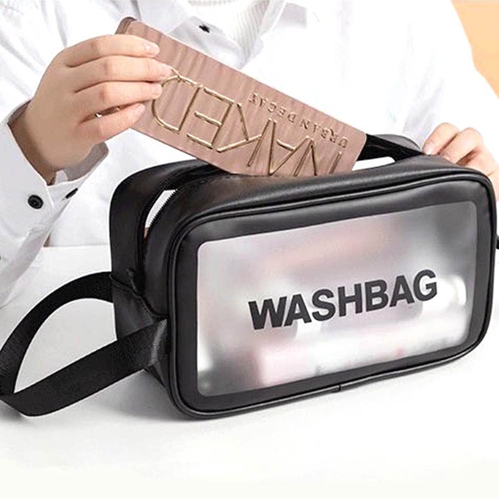 Anayo Cosmetic Organizer Bag - Large Makeup Pouch with Zipper, Toiletry Storage Travel Wash Bag for Women & Girls (Medium, Black) - Perfect for Travel, Gym, and Daily Beauty Essentials Organization