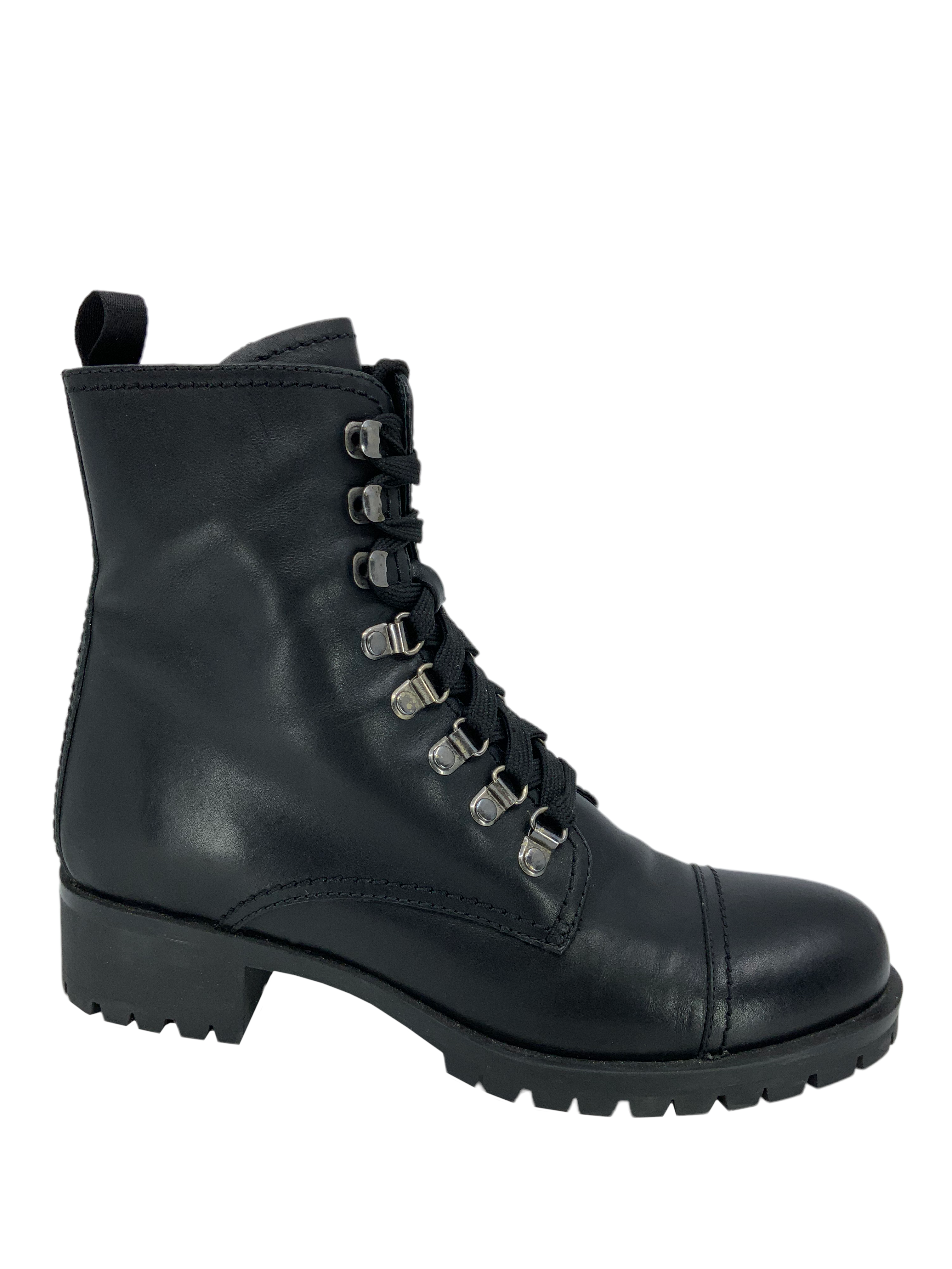 PRADA Genuine Leather Military Boots for Men - Size 9 US, Lace-Up Combat Style - Perfect for Urban Fashion & Outdoor Adventures