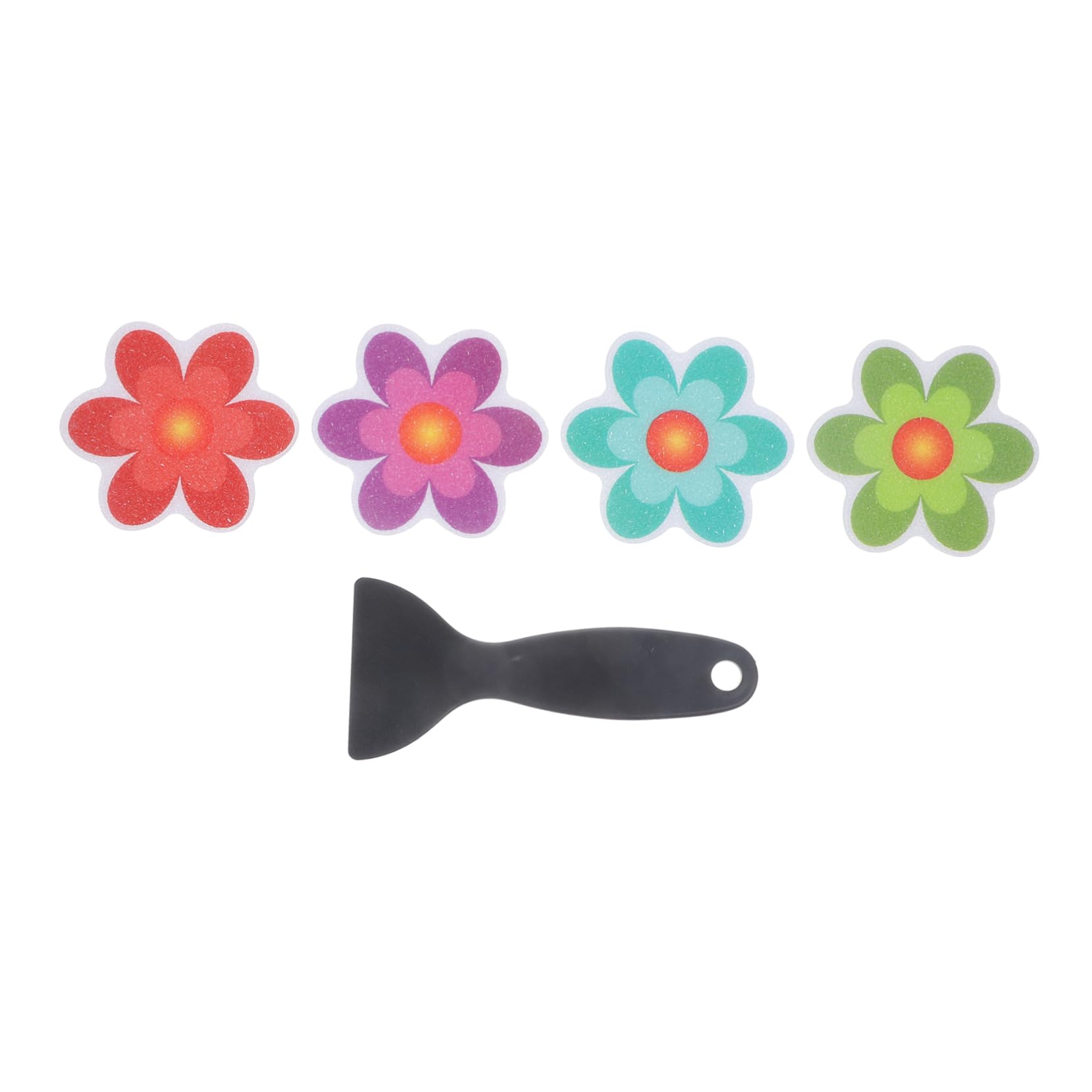 Non-Slip Bathroom Stickers - 4 Pack Frosted Self-Adhesive Bathtub & Tile Decals for Kids Room, Cartoon Flower Design - Perfect for Bathtub Safety and Nursery Decor