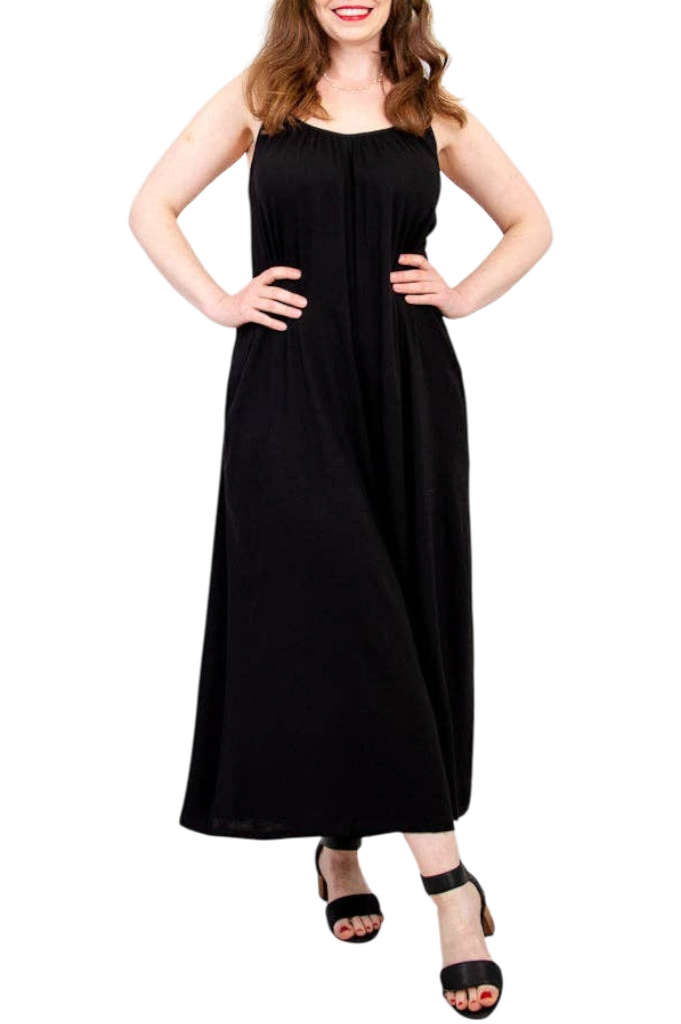 Joanna Black Linen Bamboo Jumpsuit for Women - Comfortable Summer Romper with Pockets - Perfect for Beach, Vacation & Casual Outings