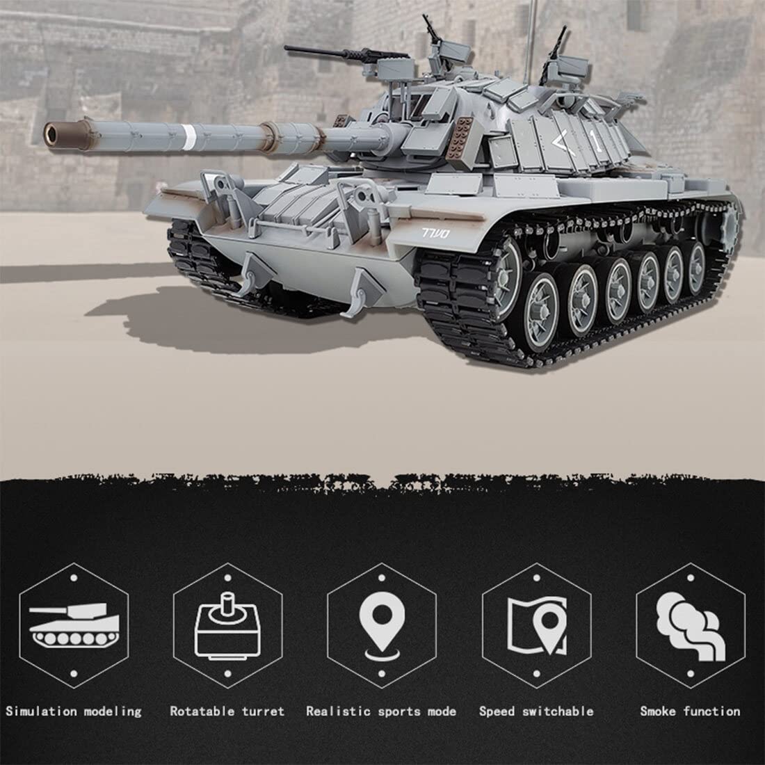 1/16 Scale Israeli M60W ERA Magach 3 RC Main Battle Tank with LED Lights & Sound Effects - All Terrain Off-Road Remote Control Military Tank Toy for Adults & Collectors - Perfect for Battle Reenactments, Display Collections & Outdoor Play