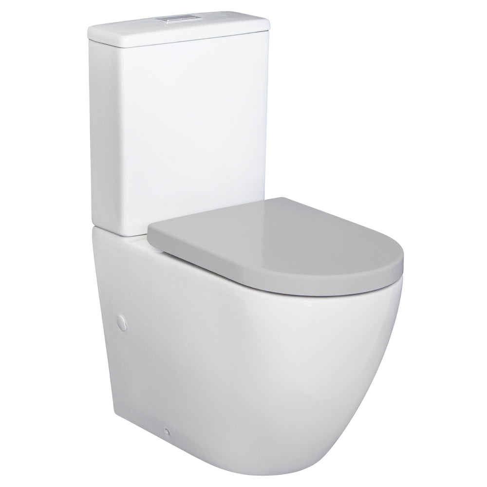 Fienza Alix Back-to-Wall Toilet Suite with Soft-Close Grey Seat - Modern Bathroom Solution for Small Spaces & Contemporary Homes