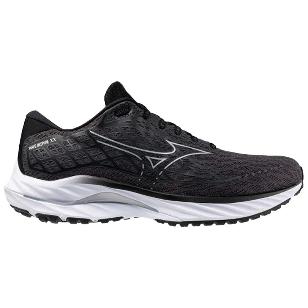 Mizuno Wave Inspire 20 Running Shoes for Men - Ebony/White - Size 11.5 D Medium - Lightweight Stability Sneakers for Jogging, Gym Workouts & Daily Walking