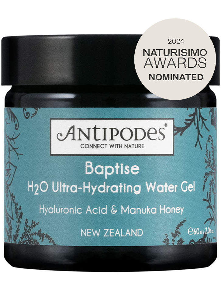 Antipodes Baptise H2O Ultra Hydrating Water Gel Moisturizer - Vegan Skincare for Dry & Sensitive Skin - Day & Night Face Cream for Hydration & Glow