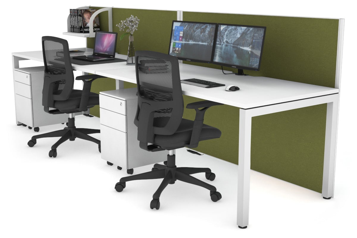 Horizon Quadro 2 Person Office Workstation with Square Legs - 1600L x 800W Desk with Cable Management Scallop - Perfect for Shared Workspaces & Collaborative Office Environments