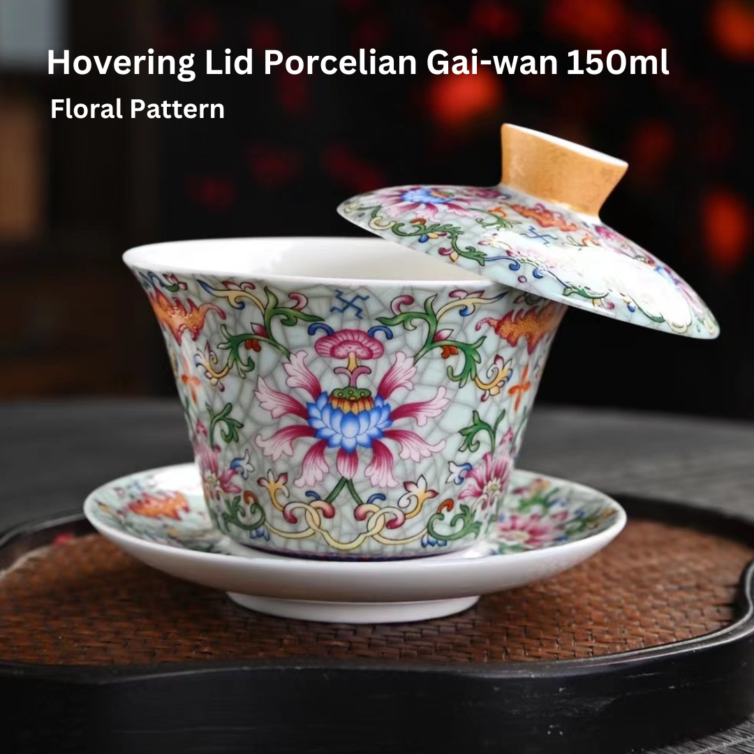 Premium Enamel Hovering Lid Gai Wan - Traditional Chinese Tea Set for Gongfu Brewing - Perfect for Loose Leaf Tea Ceremonies, Home Tea Parties & Zen Meditation Spaces