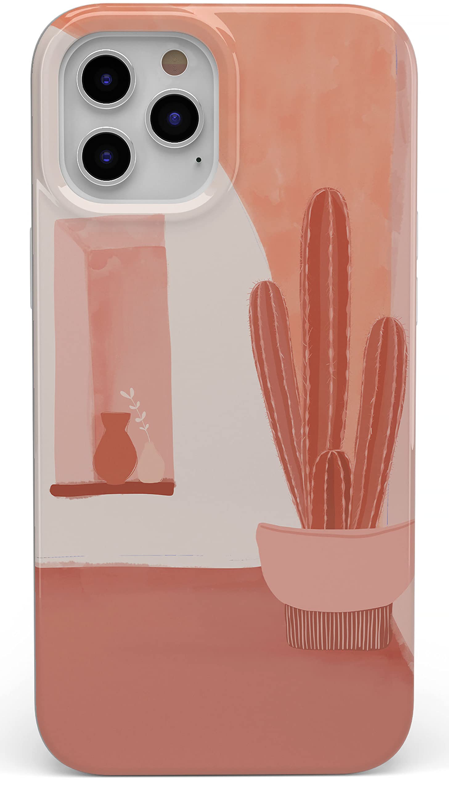 Casely iPhone 12 Pro Max Case - Desert Daze Peachy Cactus Design | Slim Protective Cover with Shock Absorption | Perfect for Outdoor Adventures & Daily Use