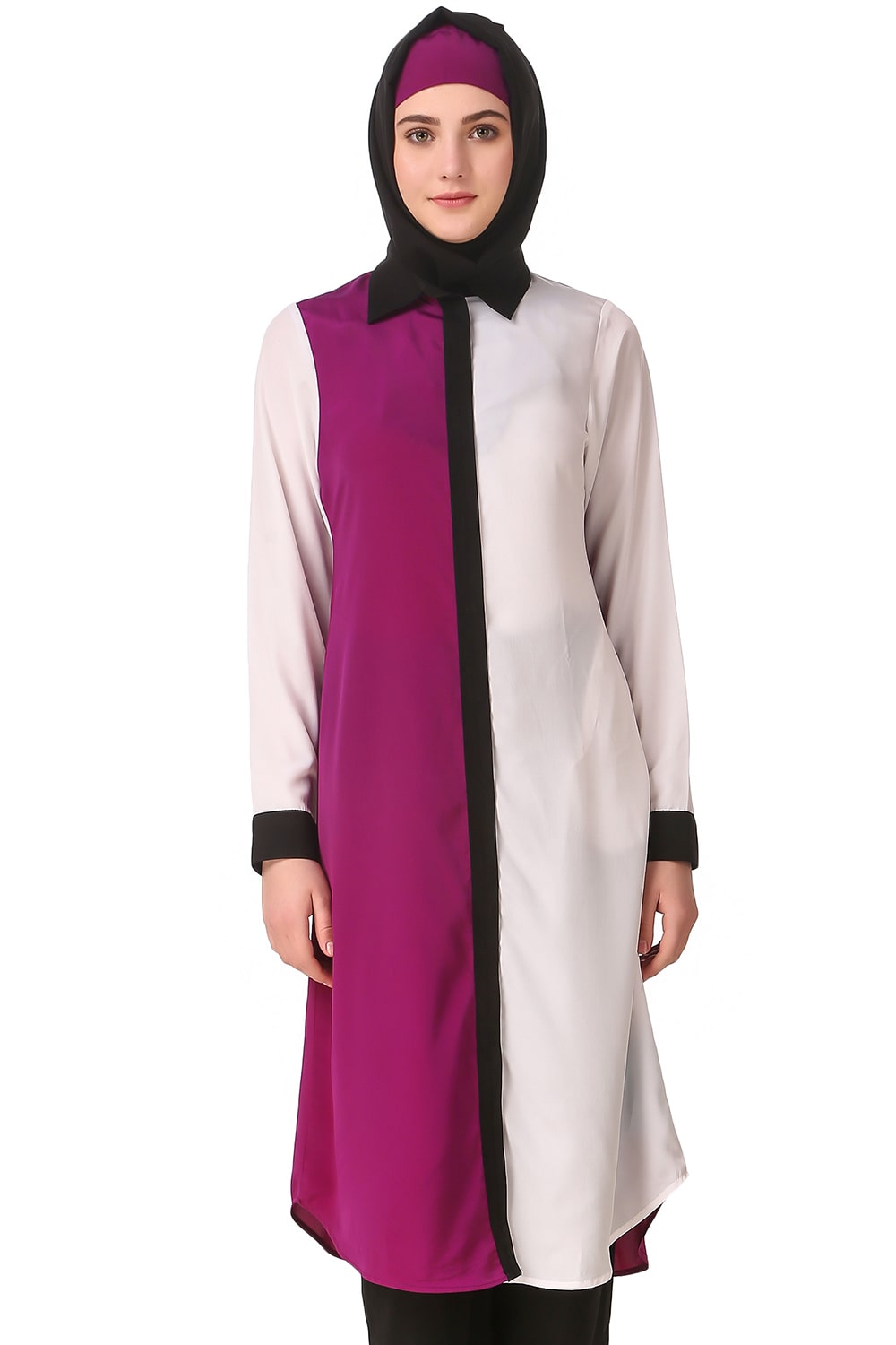 Daliya Women's White & Wine Tunic Top - Elegant Casual Blouse for Work, Party & Everyday Wear | Flowy Loose Fit Summer Tunic Shirt
