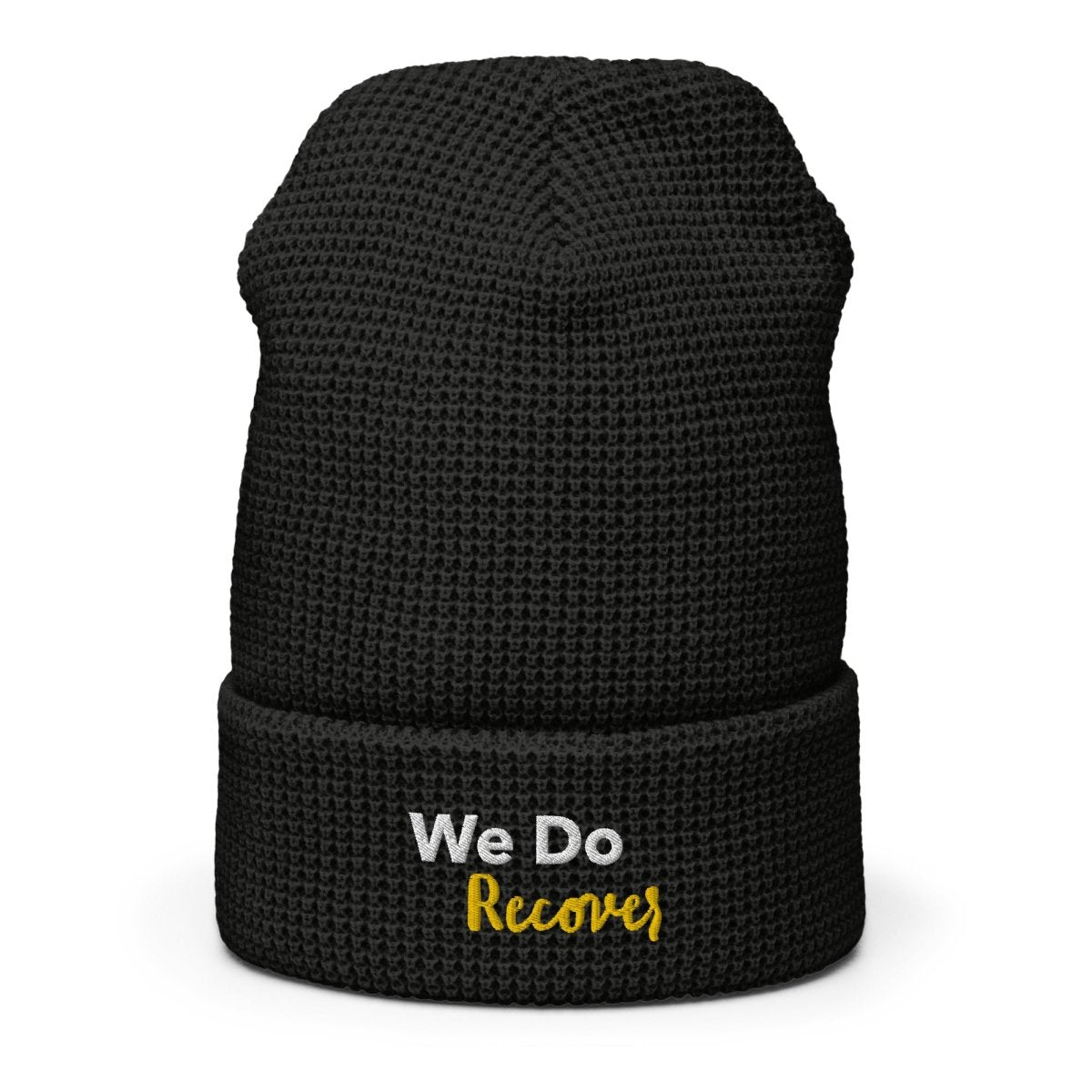 We Do Recover Embroidered Waffle Beanie Hat - Soft Winter Knit Cap for Men & Women - Perfect for Cold Weather, Outdoor Activities and Casual Streetwear