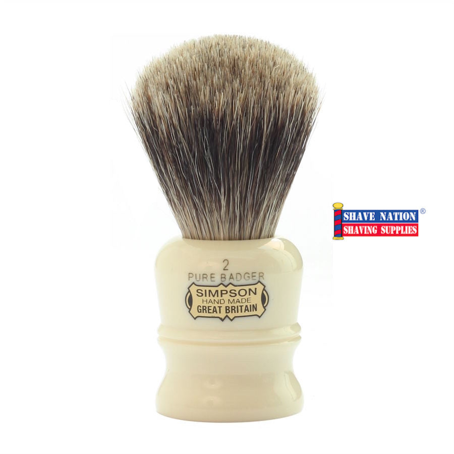 Simpsons Duke D2 Pure Badger Shaving Brush - Premium Men's Grooming Tool for Wet Shaving & Beard Care at Home or Travel