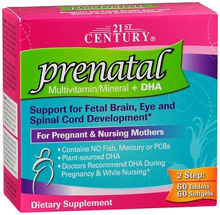21st Century Prenatal Multivitamin with DHA - 120 Tablets & Softgels (Pack of 6) | Essential Nutrients for Pregnancy, Fetal Development & Postpartum Care | Supports Healthy Baby Growth & Maternal Wellness