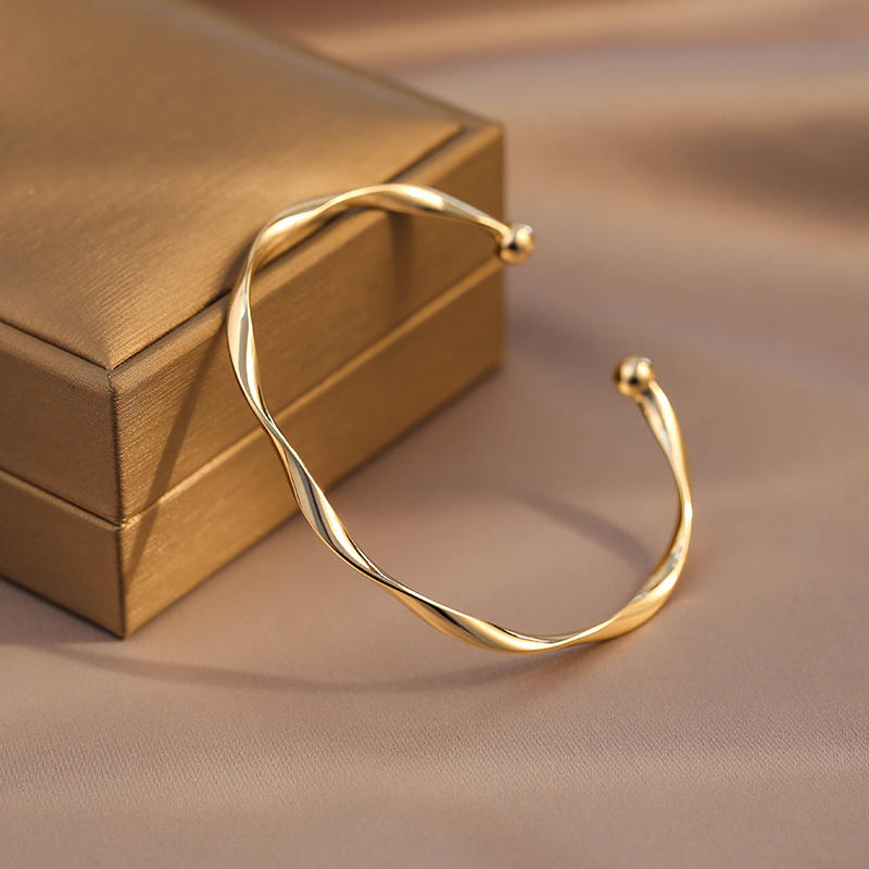 Mobius Gold Silver Open Cuff Bangle Bracelet for Women | Trendy Minimalist Jewelry | Perfect for Everyday Wear, Office & Special Occasions | HB637