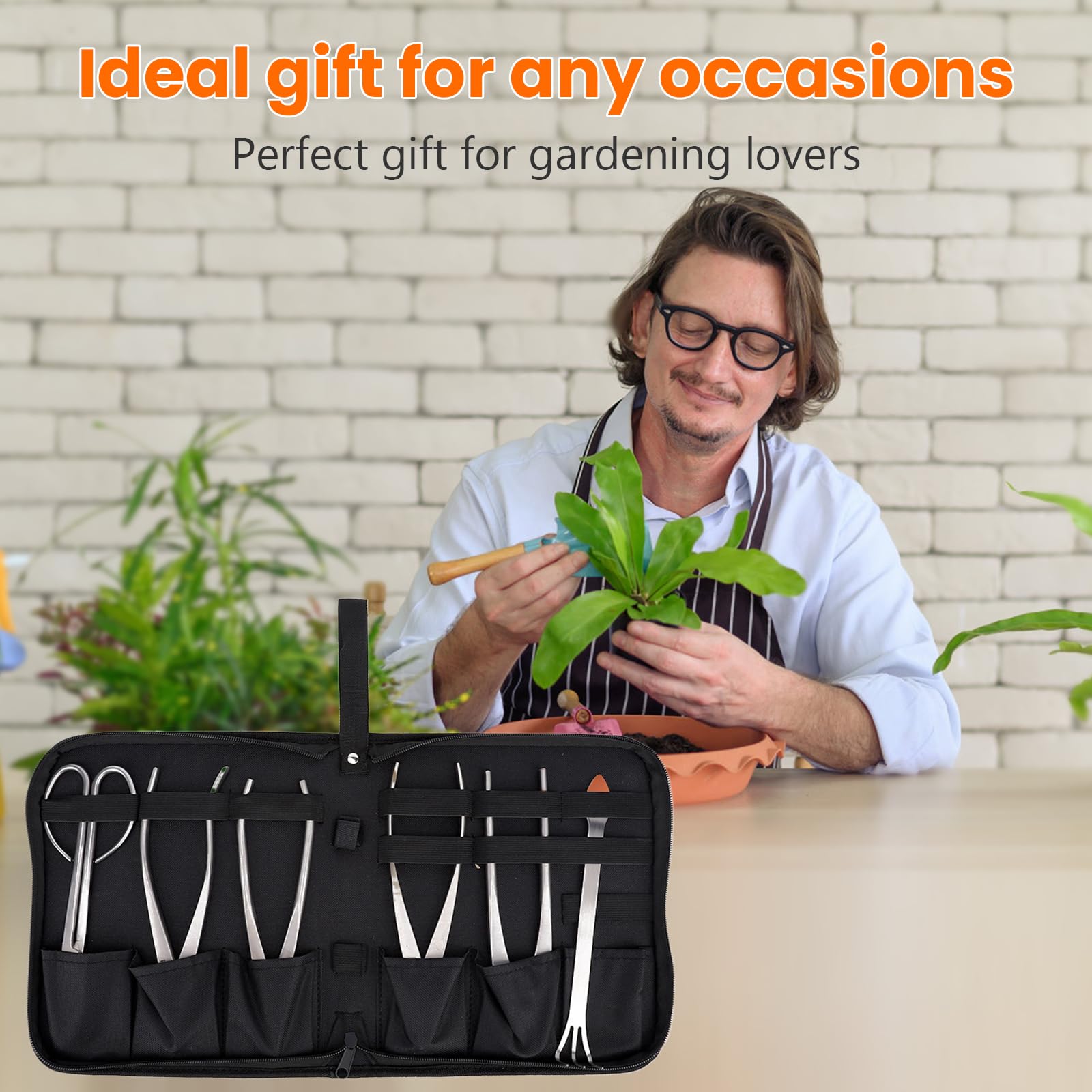 6-Piece Bonsai Tools Set - Stainless Steel Gardening Kit with Storage Bag for Trimming, Pruning & Soil Loosening - Perfect for Bonsai, Succulents & Fruit Trees - Indoor/Outdoor Plant Care Essential